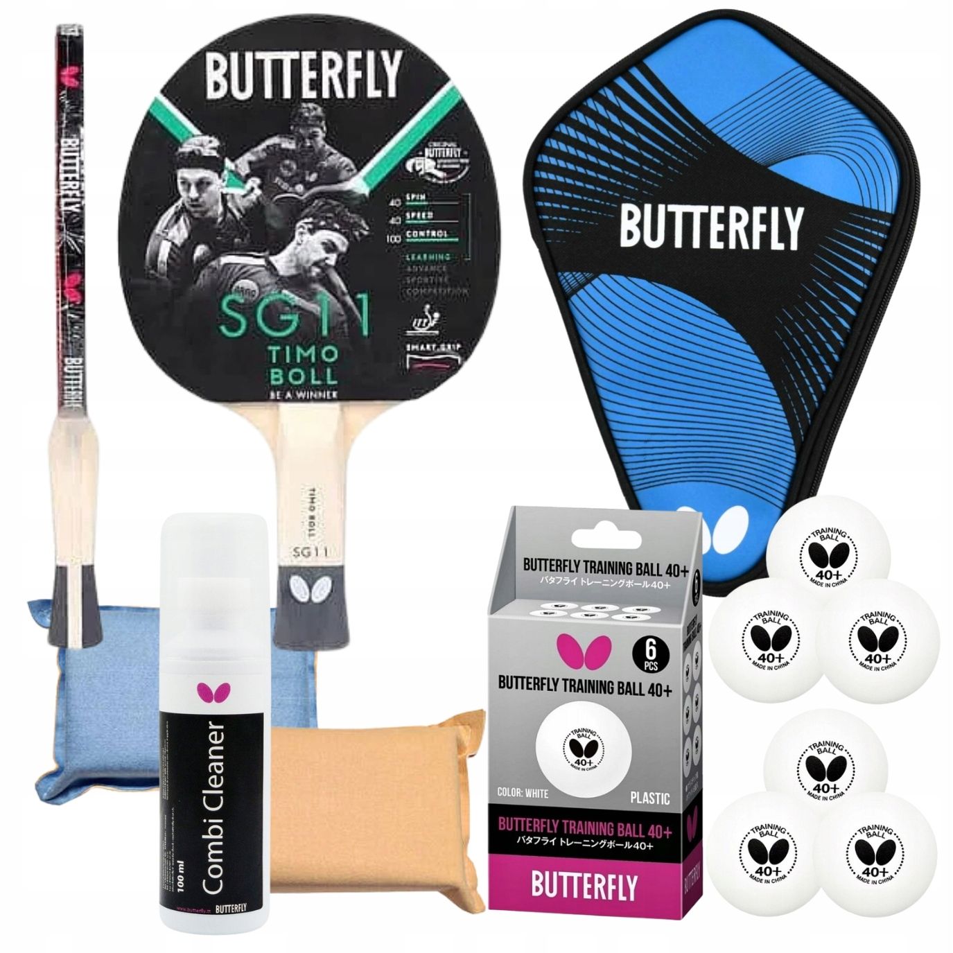 Zestaw Rakietka Do Tenisa Stołowego Butterfly Sg11, Piłeczki, Płyn