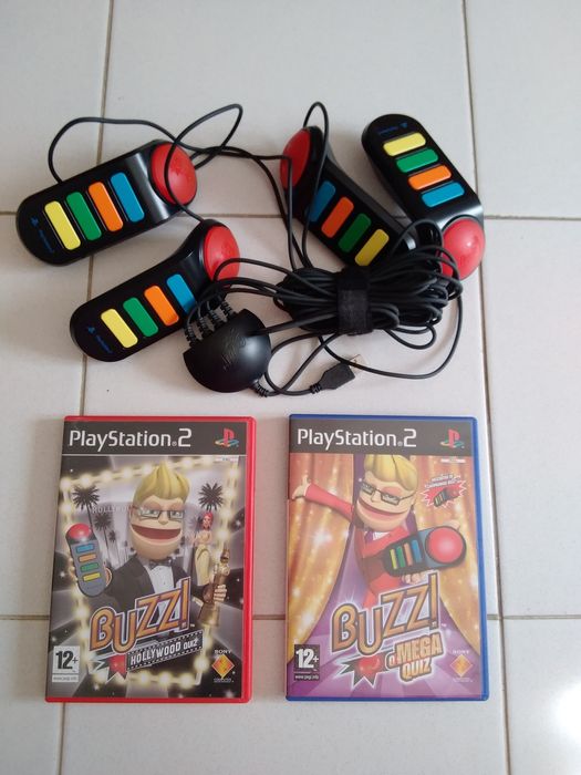 Para jogo Playstation 2: Comandos Buzz + Hollywood Quiz + Mega Quiz