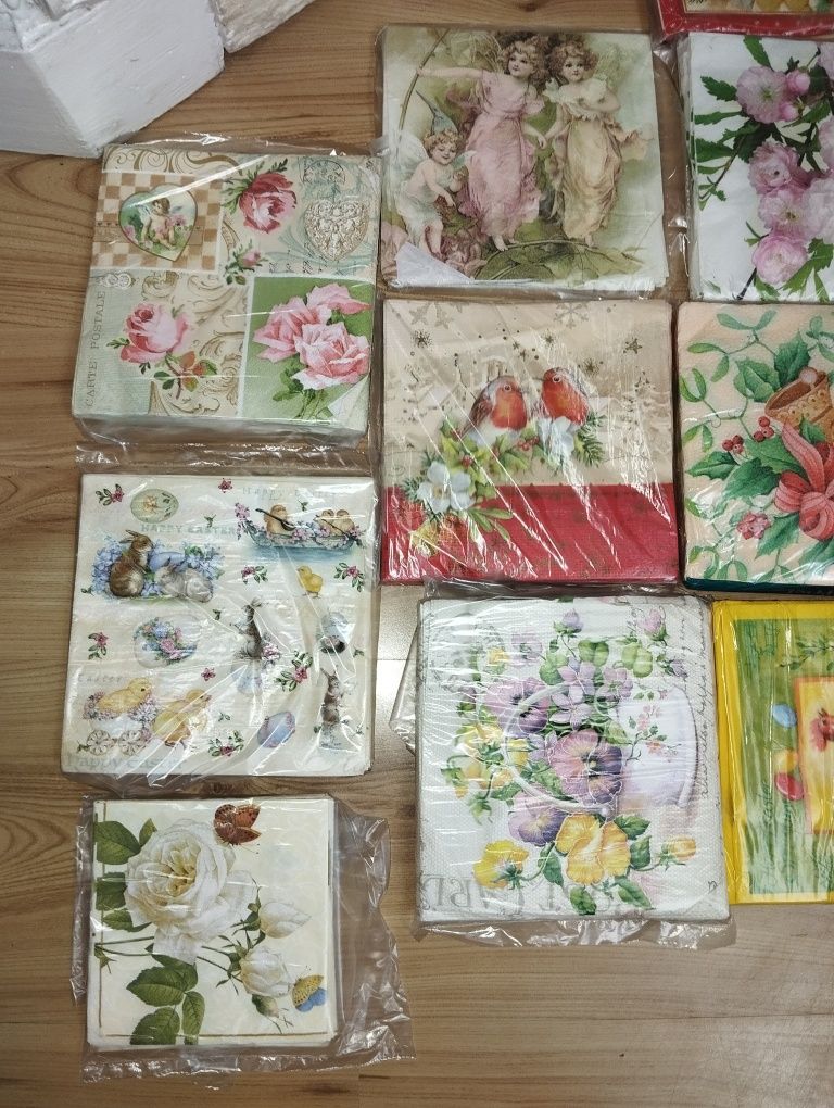 Okazja!Zestaw Nowe i Zaczęte Paczki Serwetk do Decoupage + Gratis.