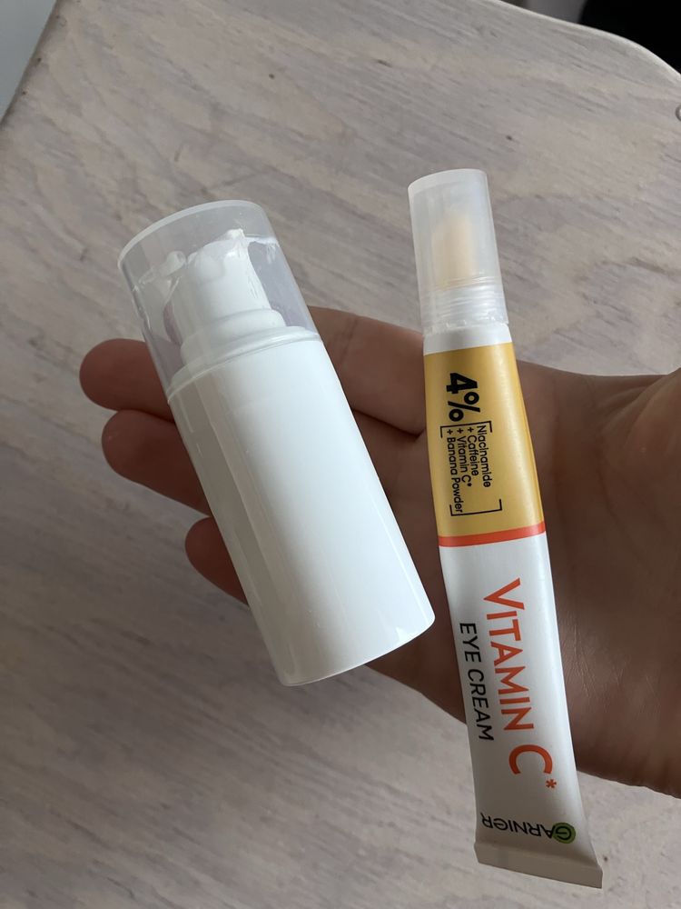 Kremy po oczy- garnier z witaminą C oraz Hagi krem przeciwzmarczkowy
