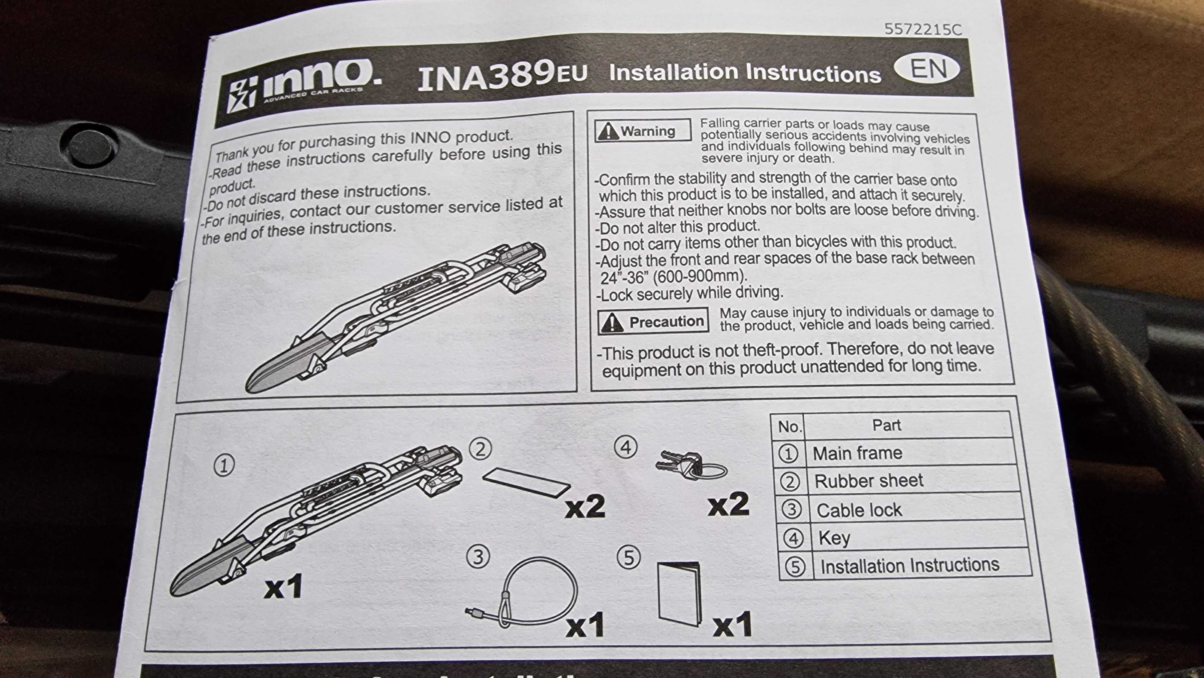 Bagażnik rowerowy na dach Inter Pack Lotos -> Inno  INA389EU