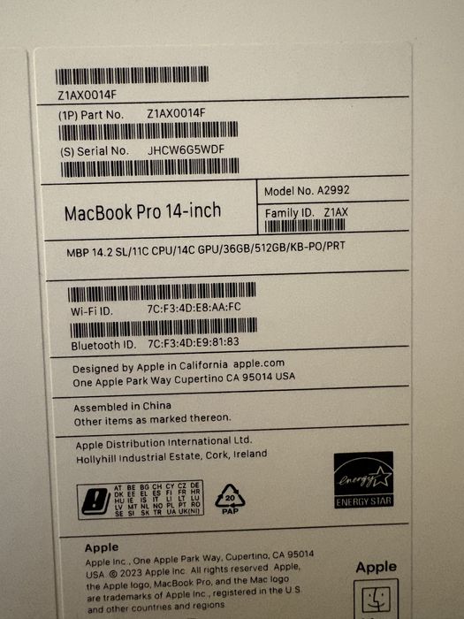 MacBook Pro M3 Pro 14.2” CPU/14C GPU/36GB 512GB