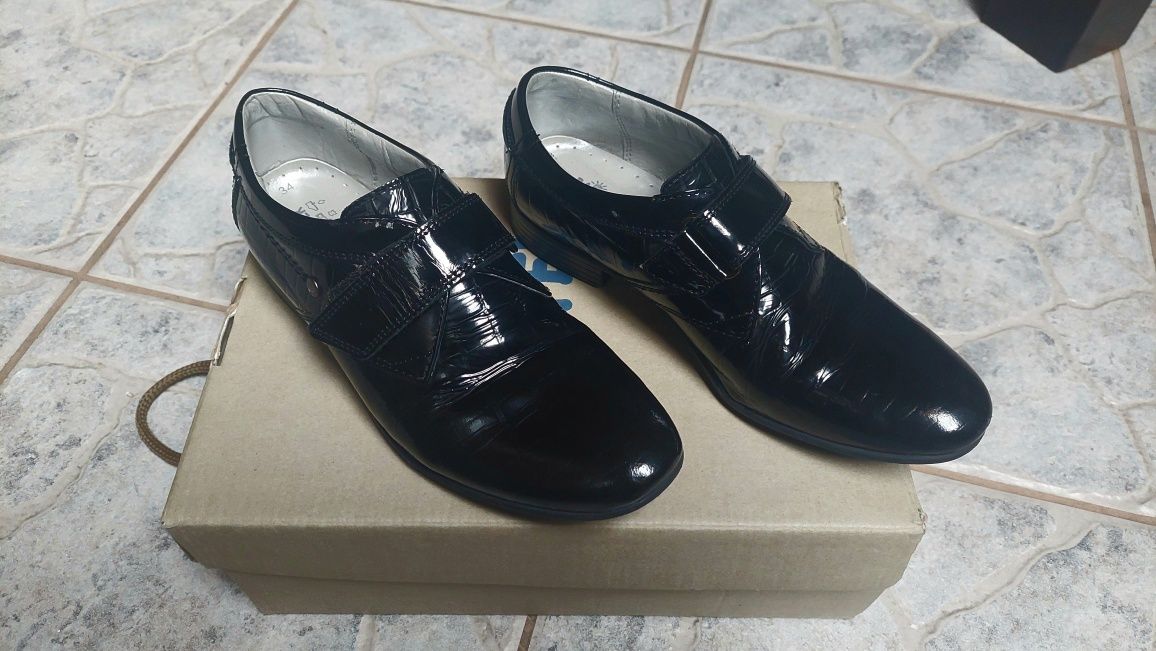 Eleganckie buty skórzane, lakierki, r.34