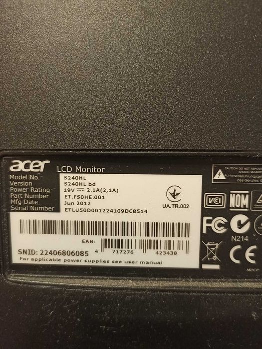 монітори  aser  s240hl,   beng g2420hd