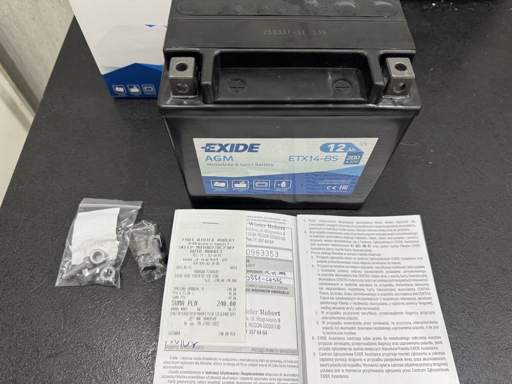 Akumulator Exide ETX14 BS nowy gwarancja