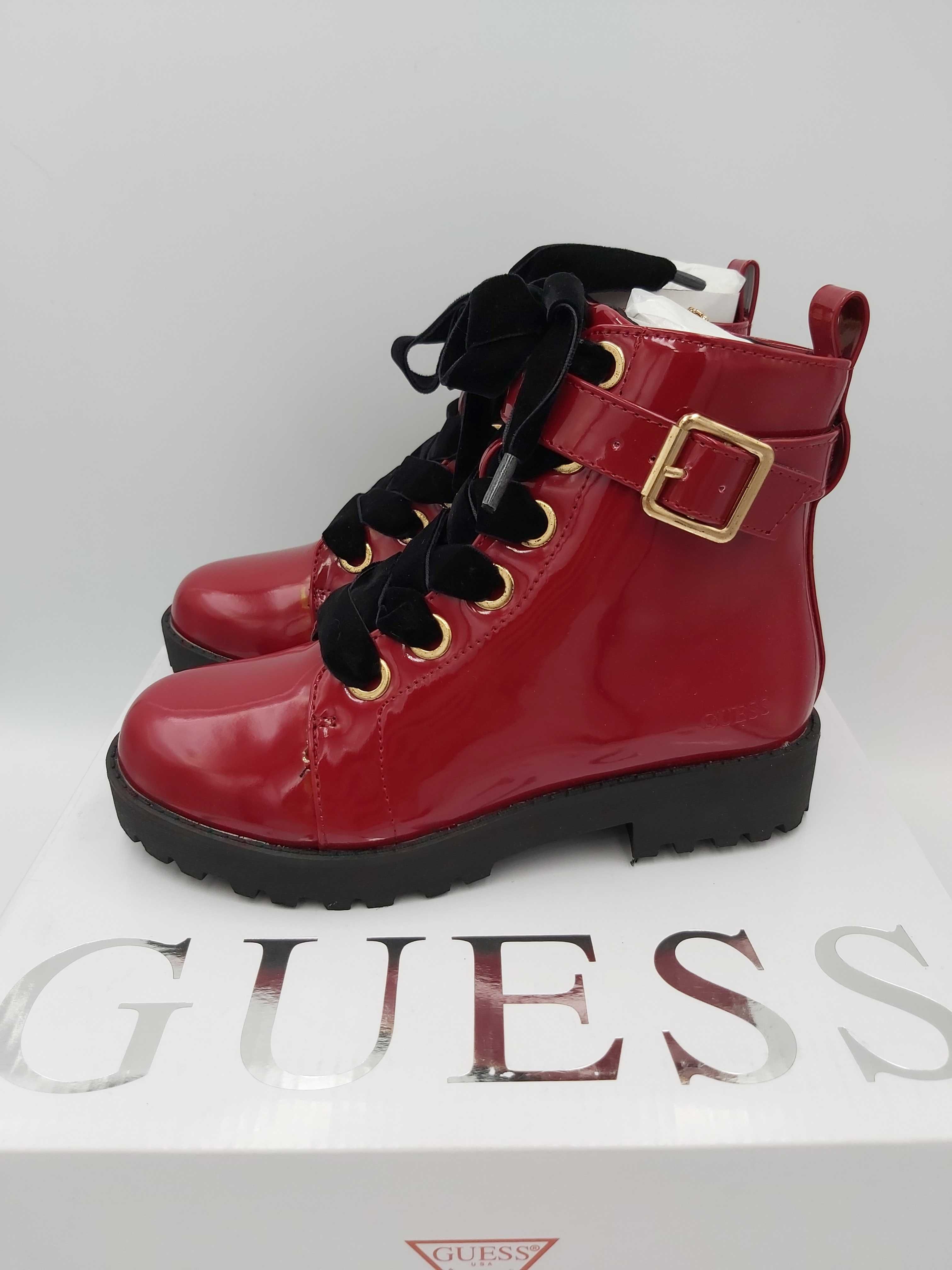Nowe buty GUESS glany czerwone lakier kozaki botki rozmiar 32
