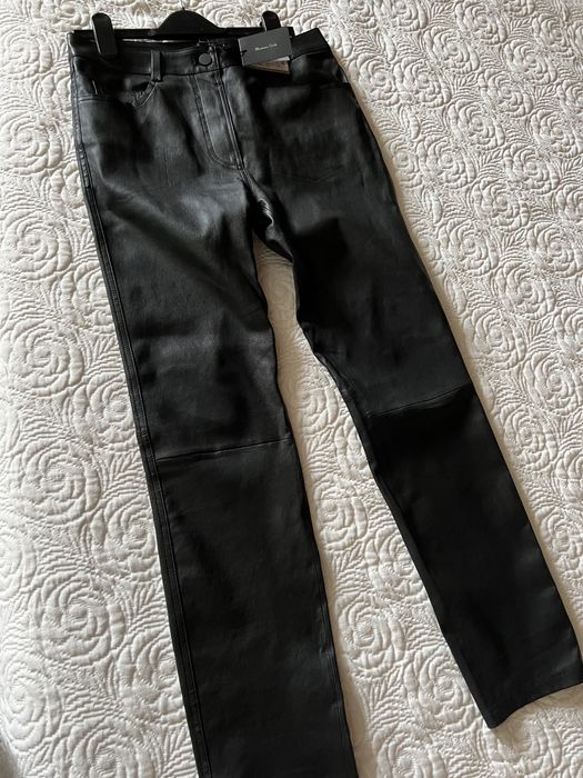 Новые брюки из натуральной кожи черного цвета Massimo dutti 36 р