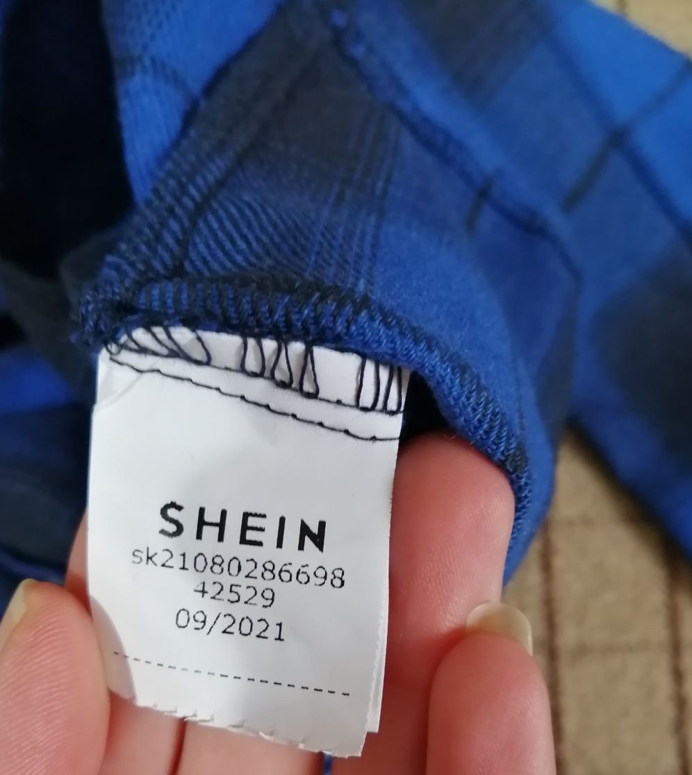 Рубашка Shein 150 см, на девочку в клетку модная кроп топ подростковая
