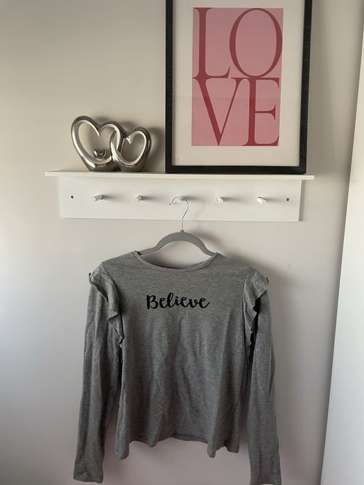 Szara jesienna bluzka damska z długim rękawem bawełna wiskoza