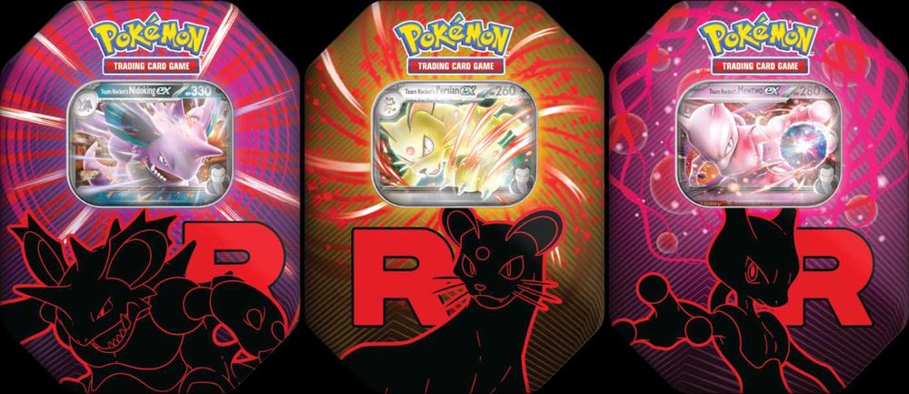 6x Team Rocket Tin - Mewtwo/Nidoking/Persian - Karty Pokemon TCG