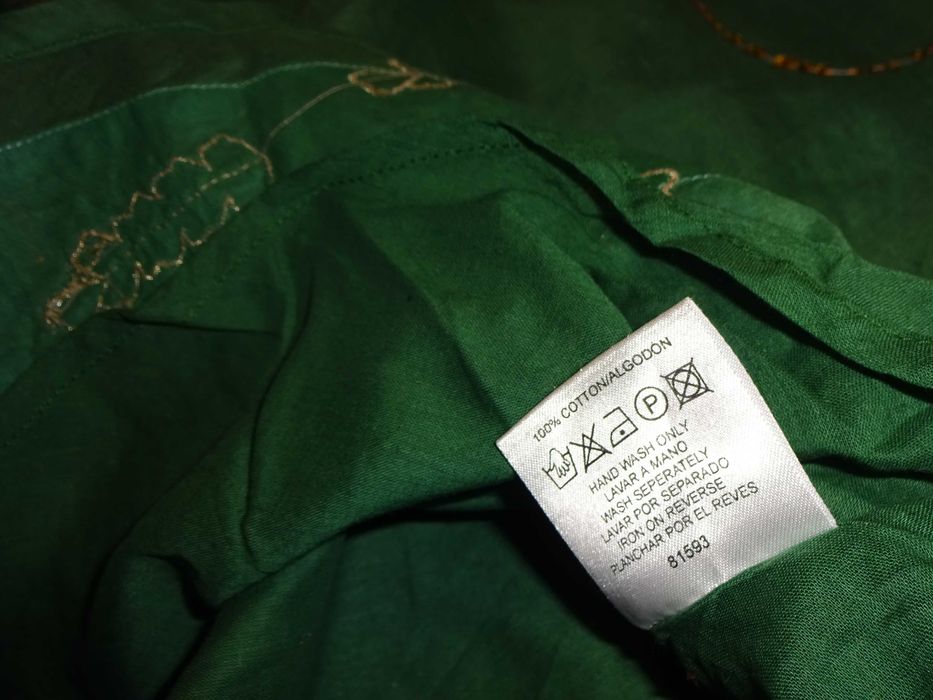 ATMOSPHERE zielona letnia bluzka wiązana na szyji z cekinami hafty 40