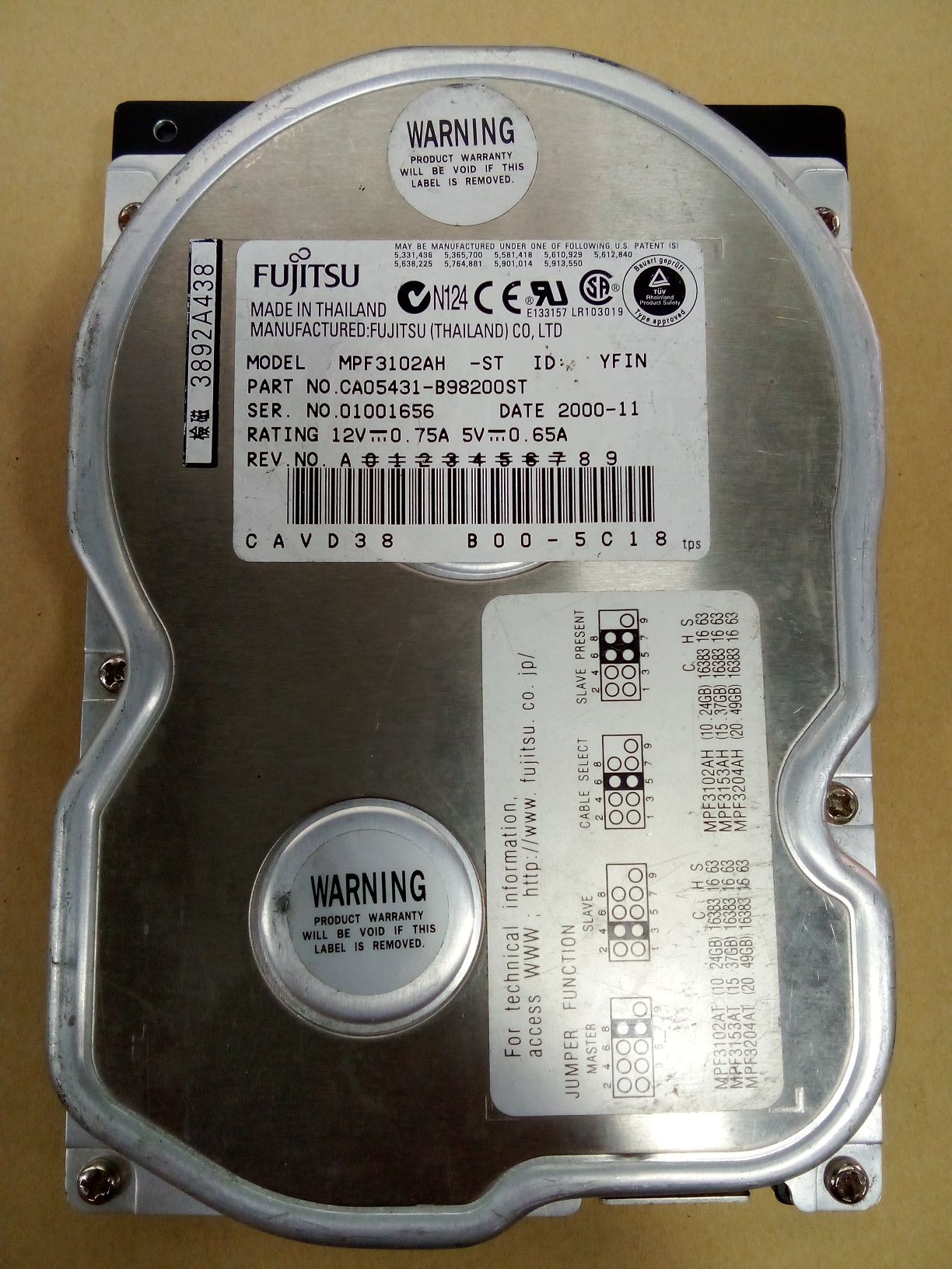 Винчестер IDE Fujitsu MP F 3102AH