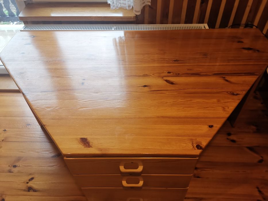 Podwójne, solidne biurko z litego drewna