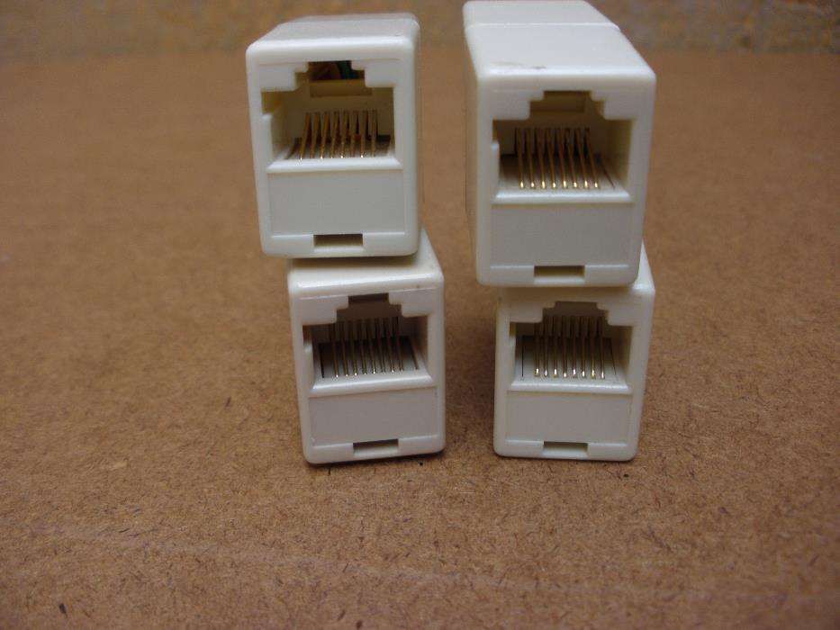 5 Uniões RJ45 - 8 VIAS - creme