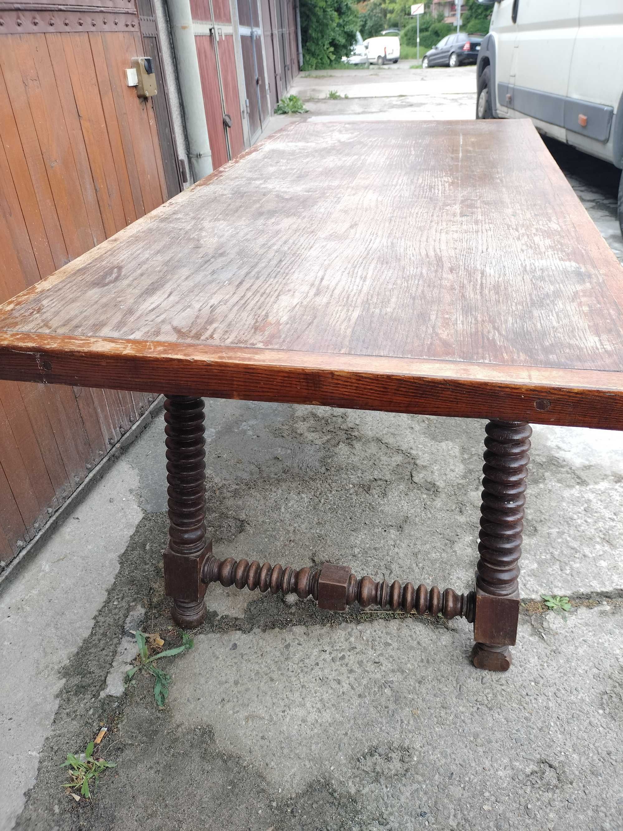 stary duży drewniany stół lite drewno