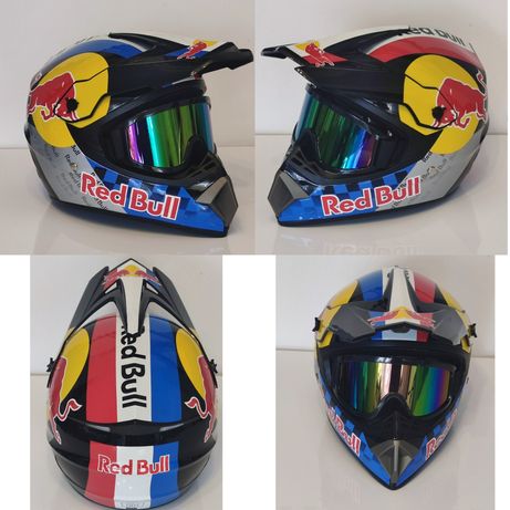 Kask z goglami KTM Honda cr crf Yamaha yzf yz Red Bull Fox