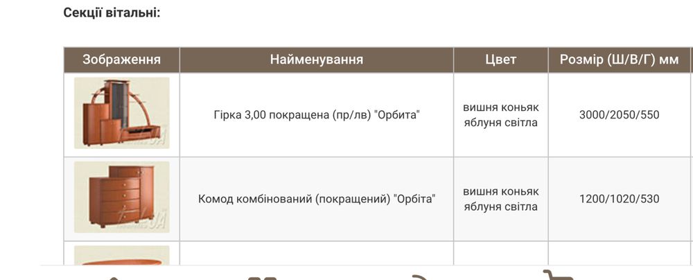 Модульна вітальня, Стенка , шафа, комод , вітальня «орбіта»