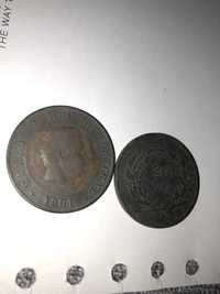 2 moedas 20 reais 1891 e 1892 e 1885