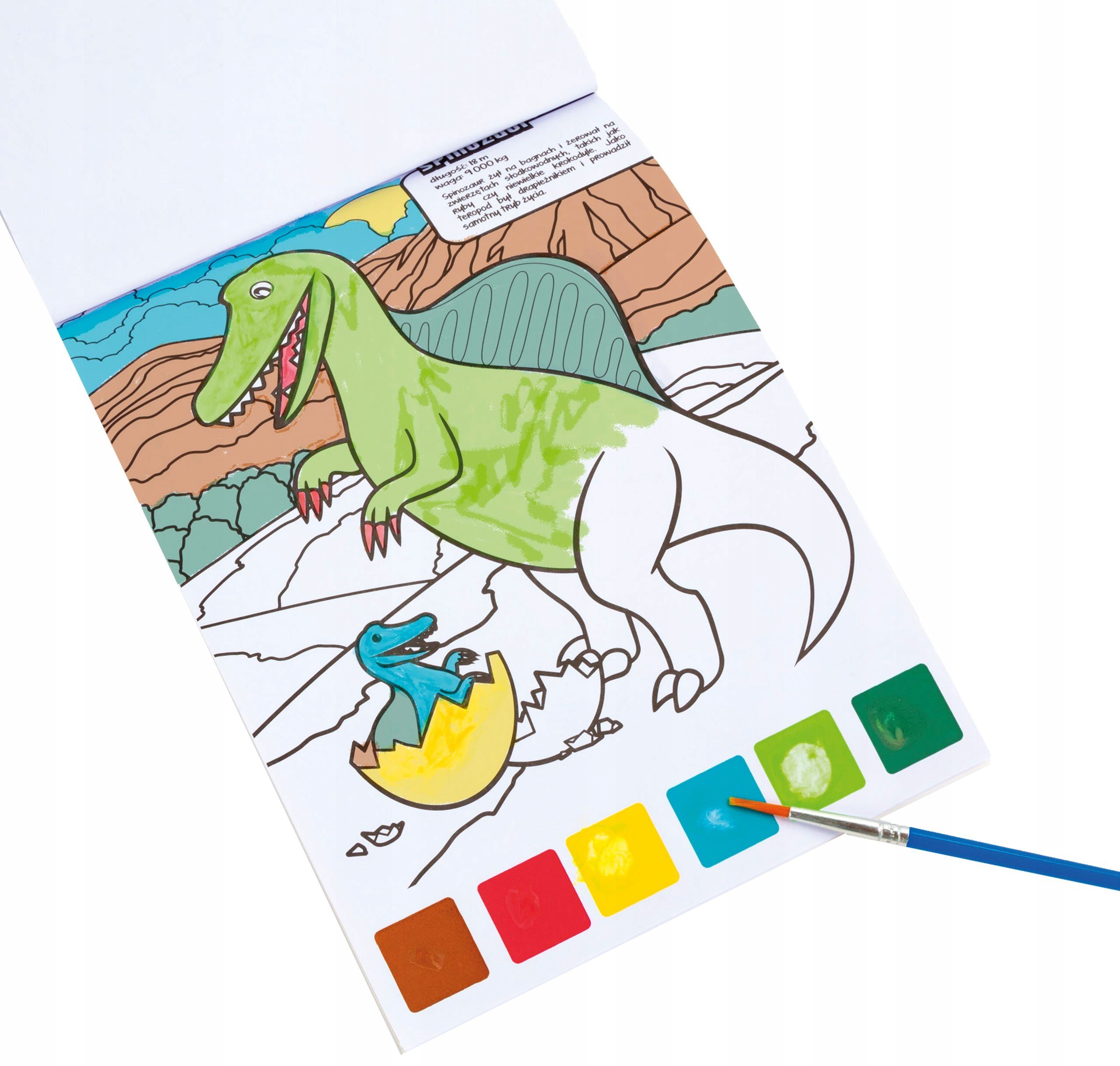 Malowanka Kolorowanka Kidea 10 Arkuszy Dinozaury