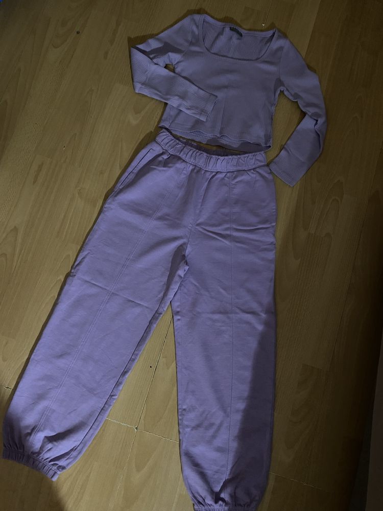 Fioletowy komplet dla dziewczynki 140cm