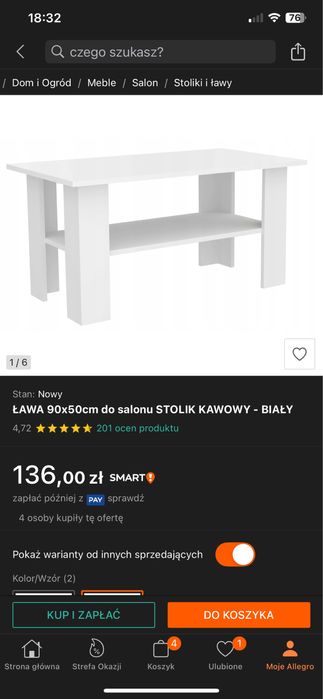 stolik kawowy biały