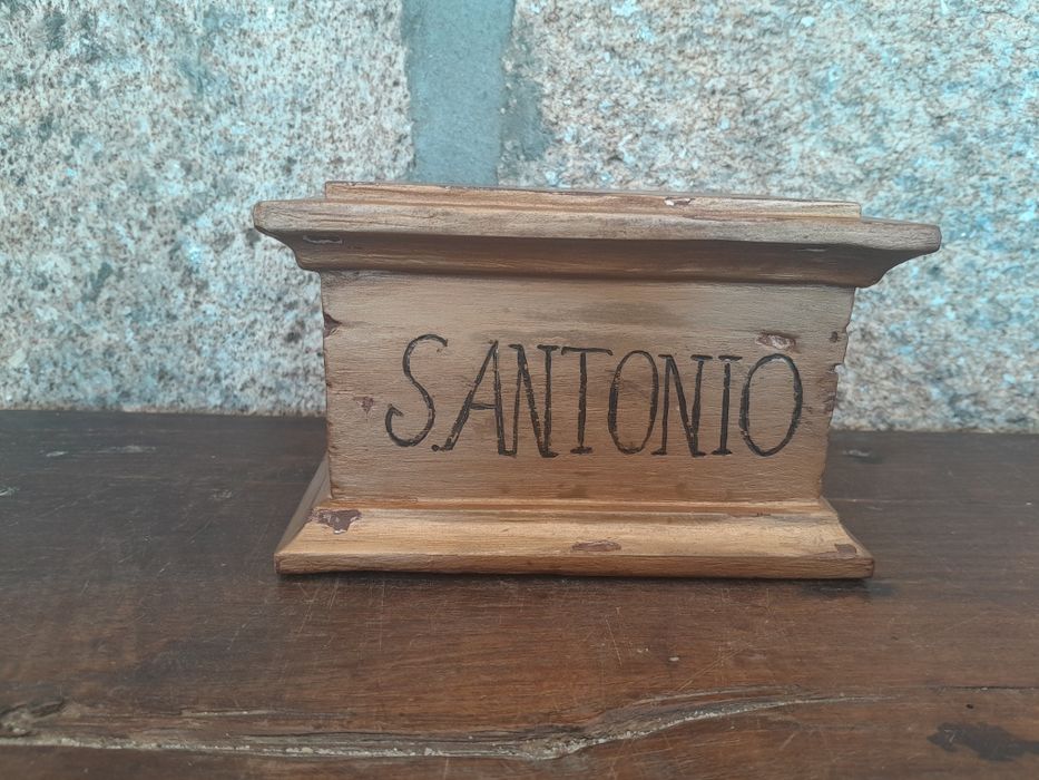 Antiga base para santo António madeira talhada dourada arte sacra