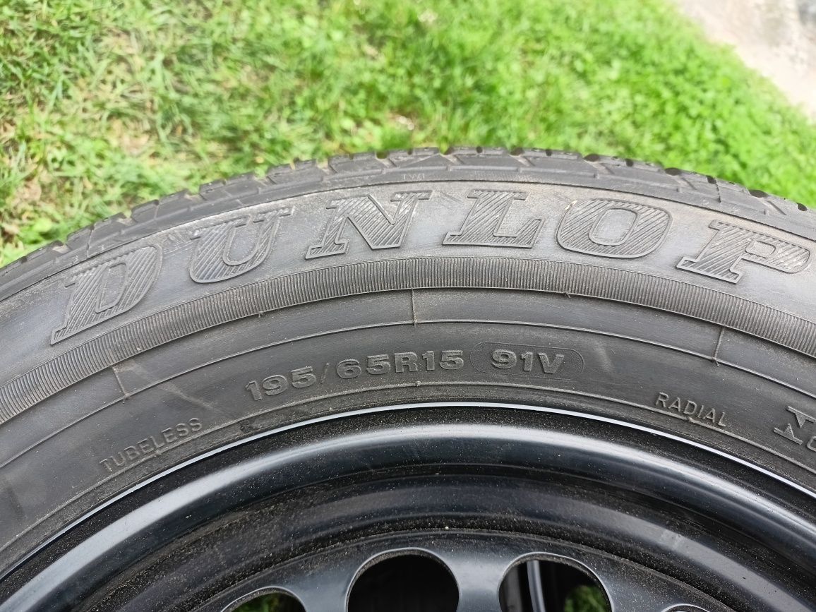 Opony letnie na felgach stalowych całe koła 195/65r15 5x112 DUNLOP