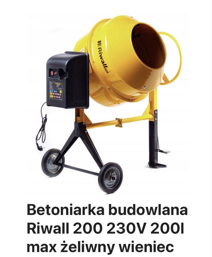 Betoniarka budowlana Riwall- Pro 200 litrów 230V źeliwny wieniec