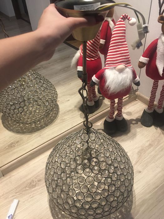 Lampa żyrandol klosz krysztalki kula gamour kinkiet wiszacy niemiecki