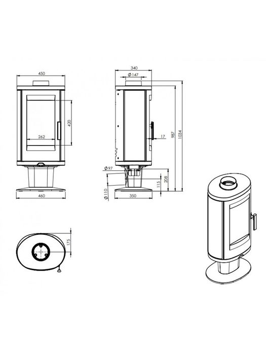 Піч чавунна для дому  дачі,садиби, Nordflam Augusta