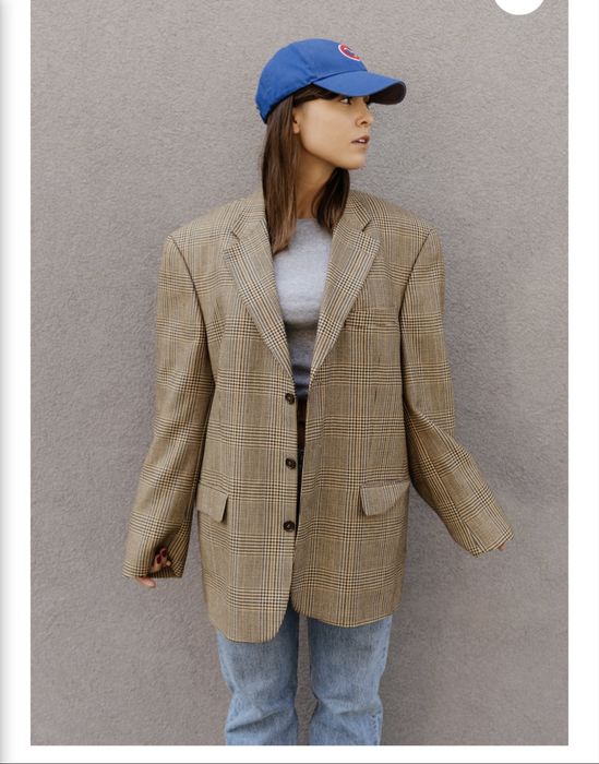 Marynarka vintage wełniana pepitka w kratę mle the odder side oversize