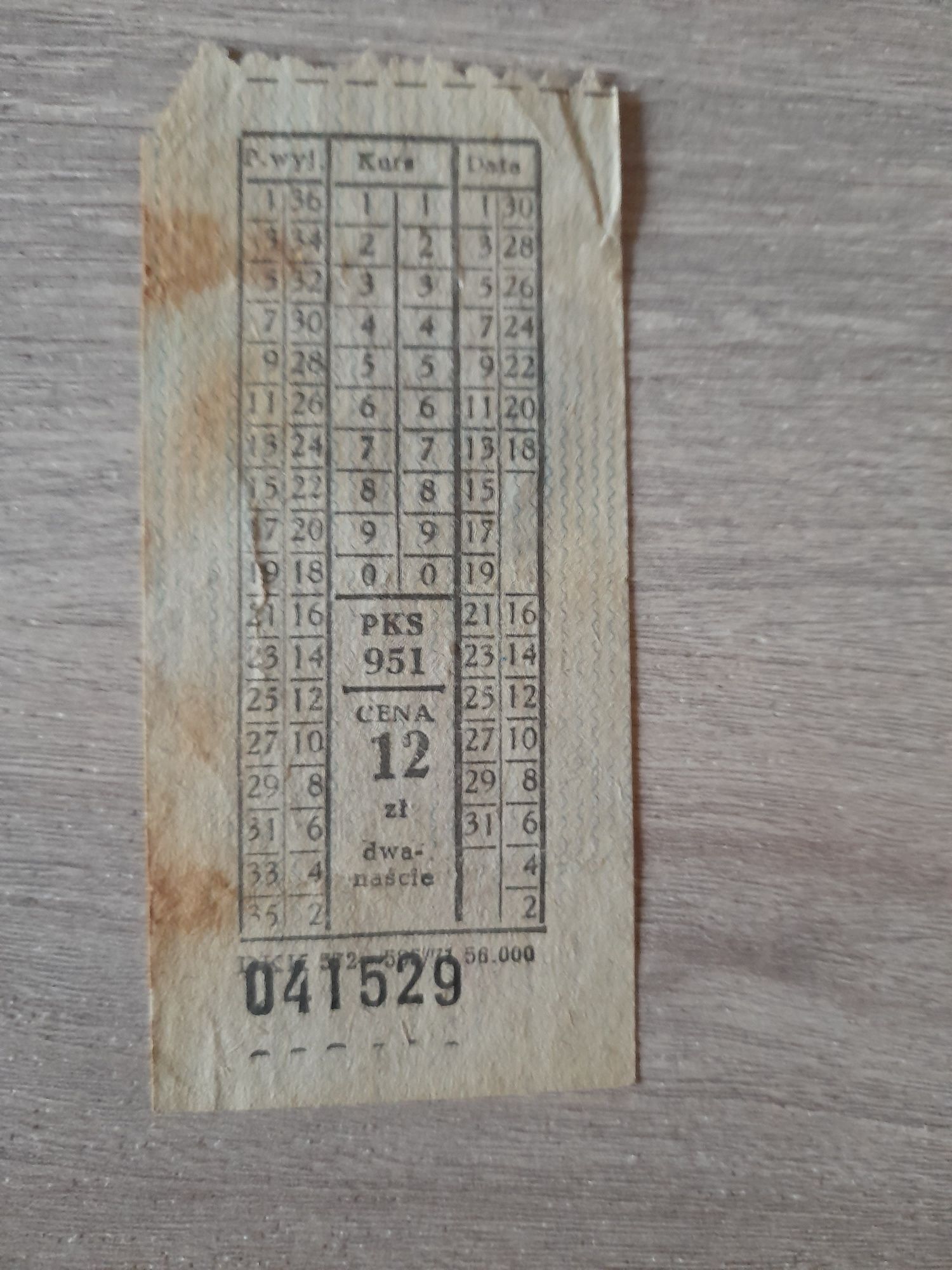 Stary bilet autobusowy z PRL 1972r