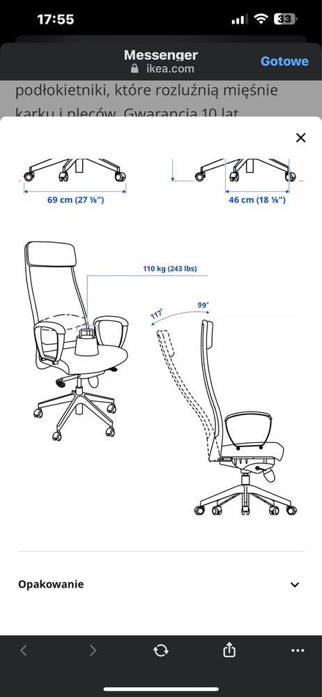 Fotel krzesło biurowe ergonomiczne Markus