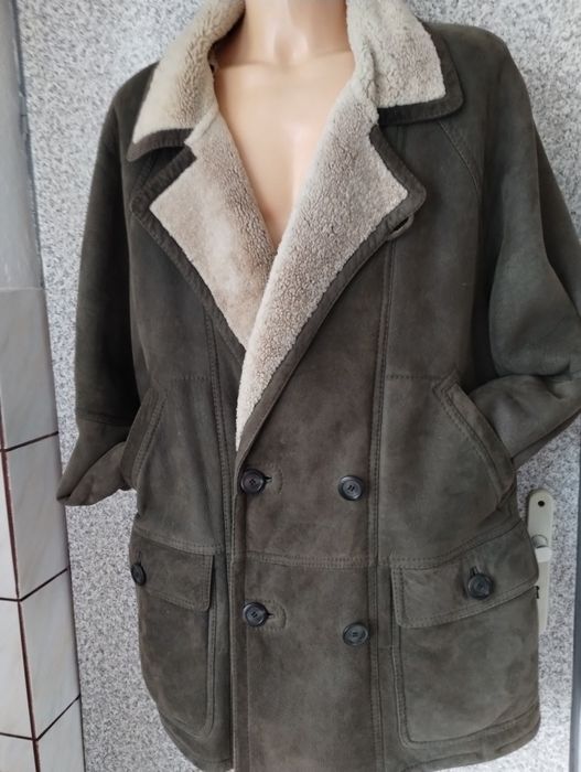 Kożuch męski jagnięcy miękki xl/xxl parka skórzana modny design