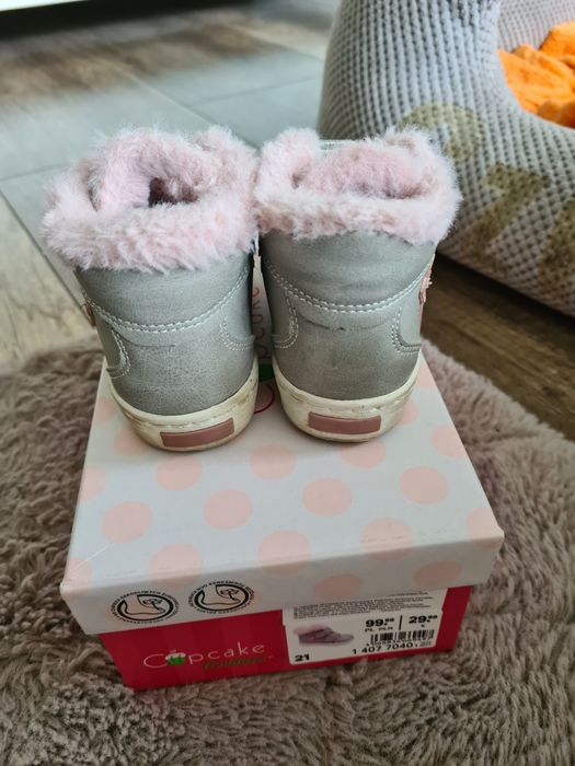 Buty za kostkę zimowe ocieplane dziecięce cupcake 21 rzep