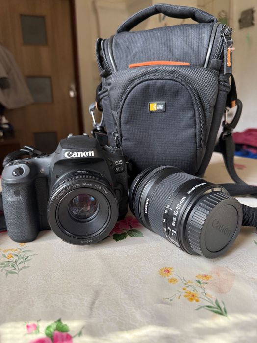 lustrzanka Canon 90d + 2 obiektywy (50mm, 10-18mm) + torba