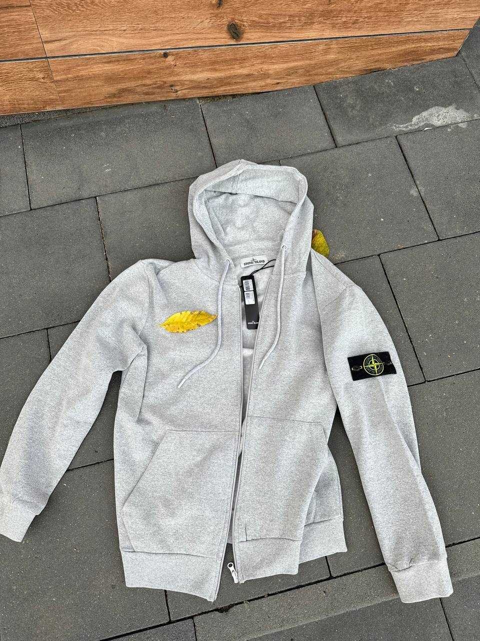 Серая кофта Зип Худи новая / STONE ISLAND Олімпійка сіра чоловіча