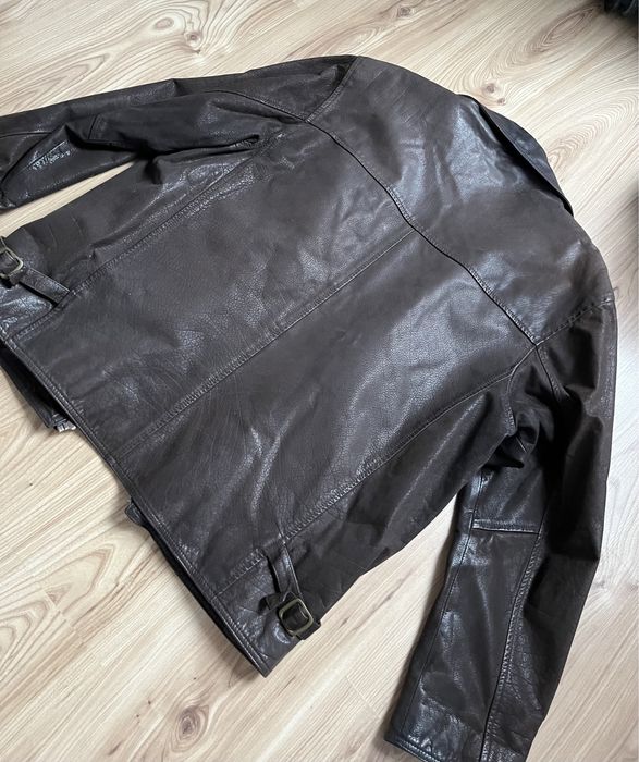 Męska kurtka skórzana L XL brązowa skóra katana