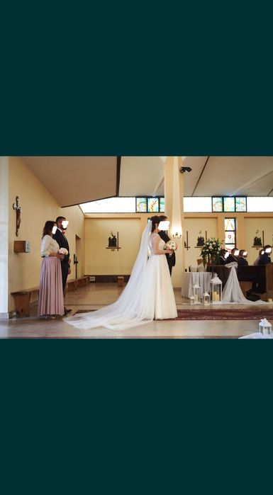 Suknia ślubna 38/40 idealna + welon krótki oraz długi + tren