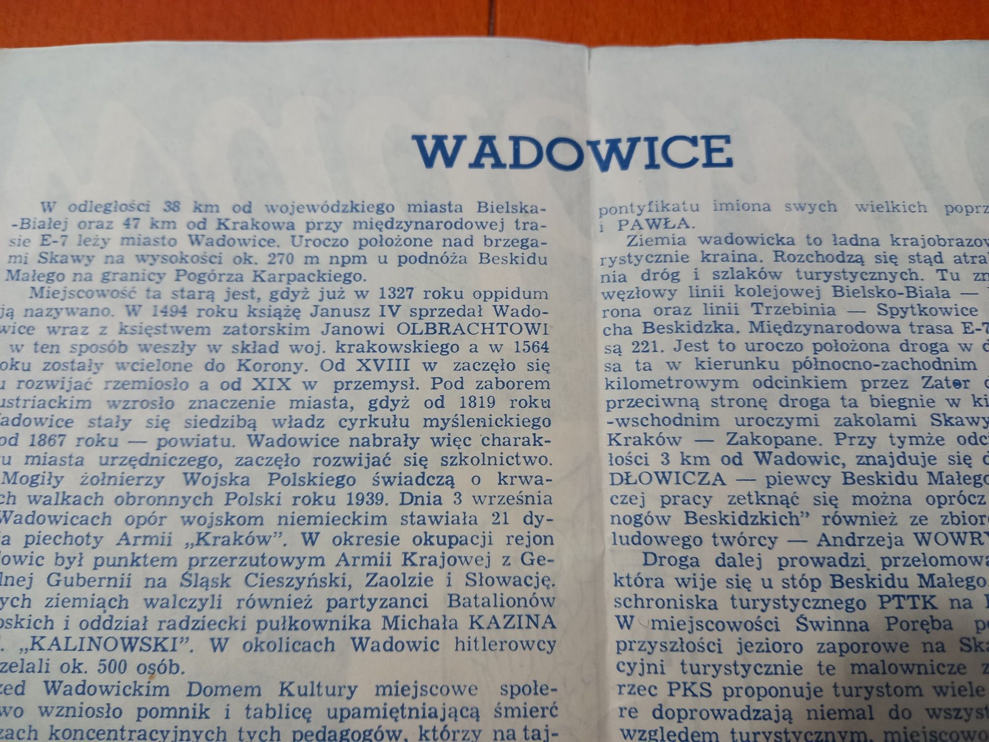 Plan Miasta Wadowice 1979rok