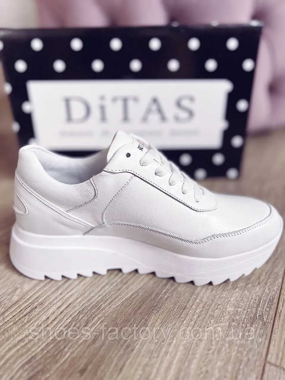 Білі кросівки жіночі шкіряні Ditas код K-25 WHITE