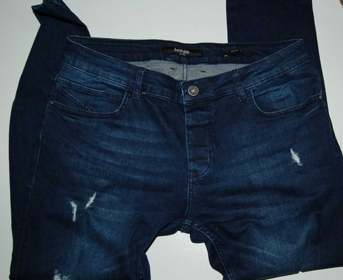 BEHYPE W36 L 29 pas 94 jeansy męskie skinny fit stretch dziury przetar