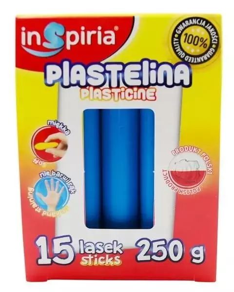 Plastelina niebieska 15 lasek 250g. InSpiria