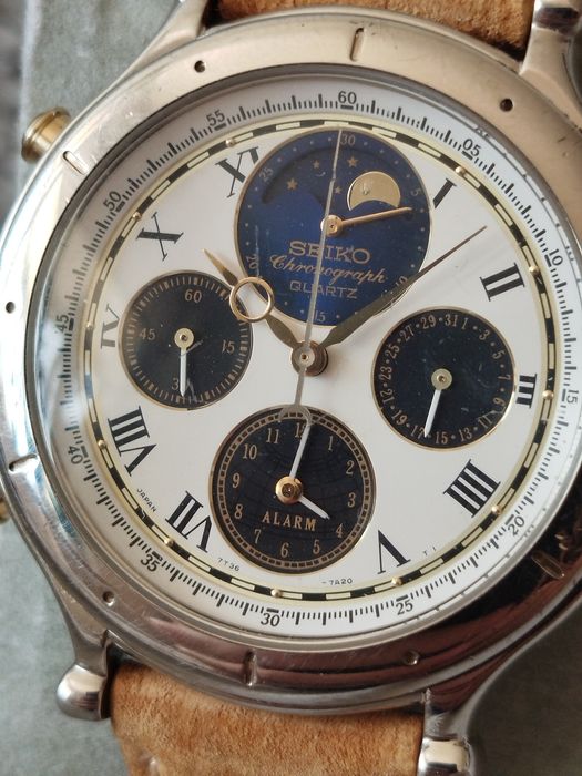 Zegarek Seiko Age of Discovery Quartz Chronograph Moonphase silver