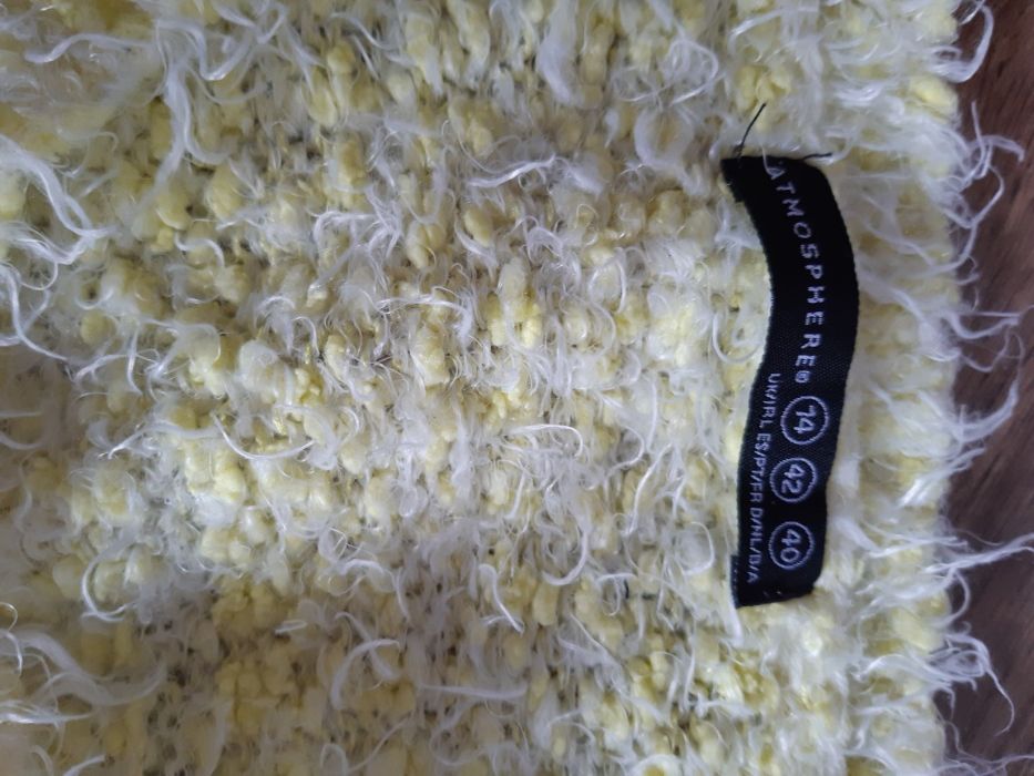 Mięciutki Futrzany cytrynowy swterek żółty atmosphere XL XXL oversize