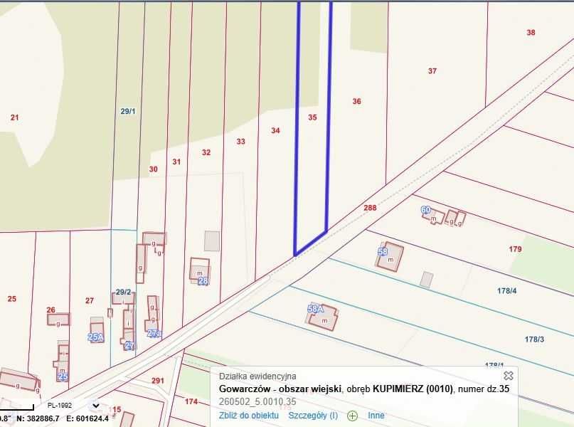 działka Kupimierz 5200m 0,52ha gmina Gowarczów powiat konecki