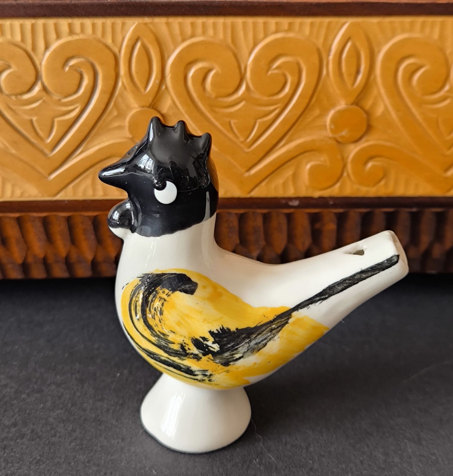Gwizdek na wodę ptaszek figurka PRL piękna stara ceramika