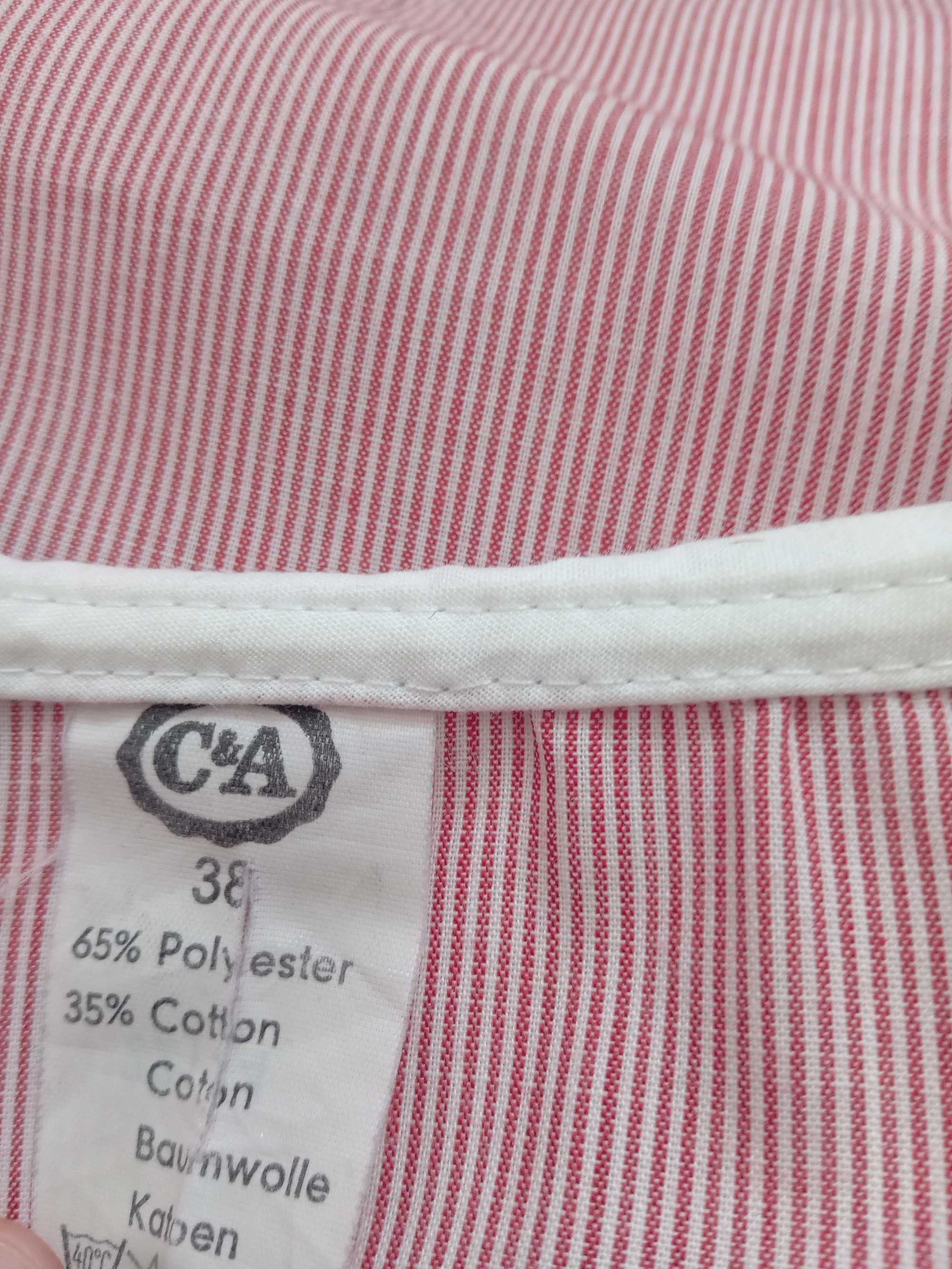 C&A koszula kołnierzyk okrągły bufiaste rękawy paski vintage 40 38
