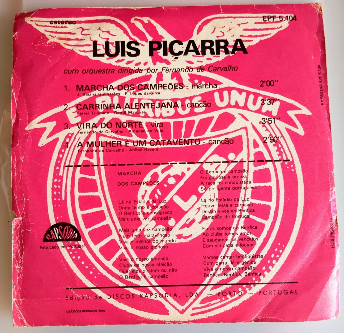 Discos de vinil 7 Benfica.Leia descrição.