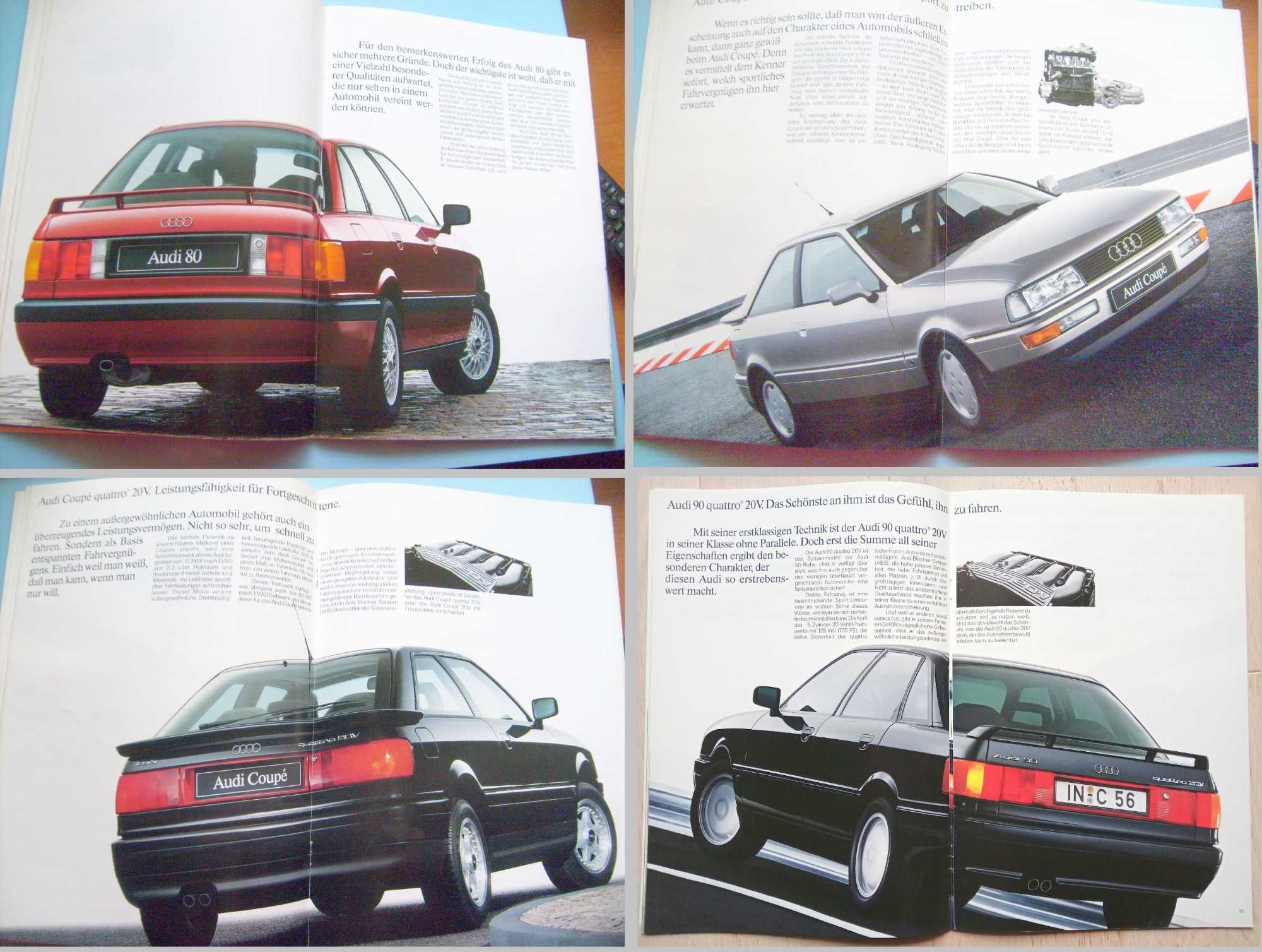 AUDI 1989 /80, 90, Coupe, 100, 200, Quattro, V8/ prospekt 56 str. BDB